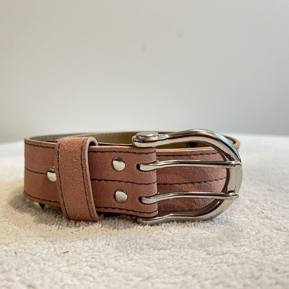 Urban Outfitters Women’s Pink Belt Double Grommet Small Calf Hair Leather Barbie - Picture 3 of 6